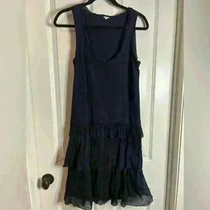 J.Crew Navy Blue Sleeveless Ruffle Dress